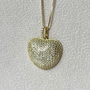 N010 | Moissanite Pave Chunky Heart Necklace
